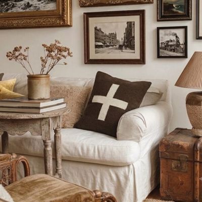 Swiss Cross Accent Pillow Brown