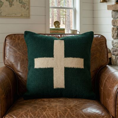 Swiss Cross Accent Pillow Green