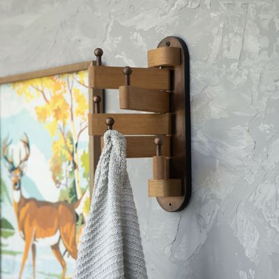 Swivel 5 Peg Wood Wall Hook