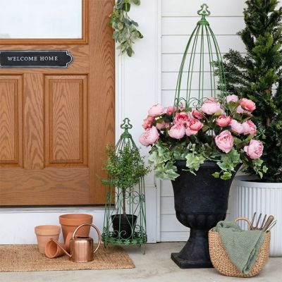 Tabletop Green Trellis Plant Stand Set of 2