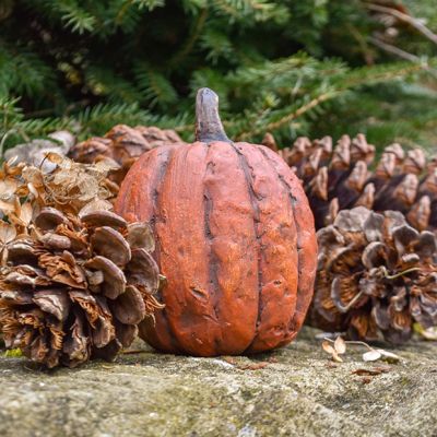 Tall Orange Paper Mache Pumpkin 4 Inch