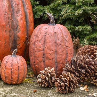 Tall Orange Paper Mache Pumpkin 7.5 Inch