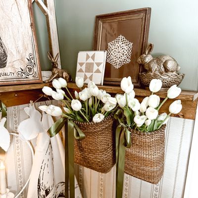 Tall Rattan Door Basket Set of 2