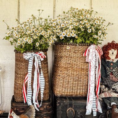 Tall Rattan Door Basket Set of 2