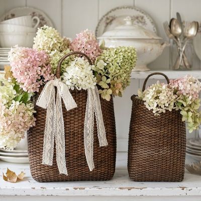 Tall Rattan Door Basket Set of 2