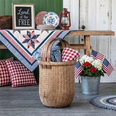 Tall Woven Wicker Basket With Handle