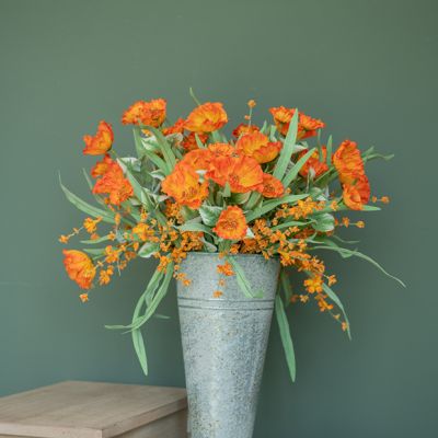 Tangerine Orange Faux Poppy Bush