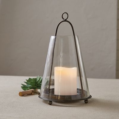 Tapered Glass Hanging Lantern 16 inch