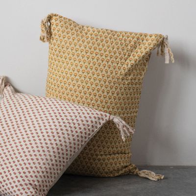 Tasseled Vintage Print Lumbar Pillow