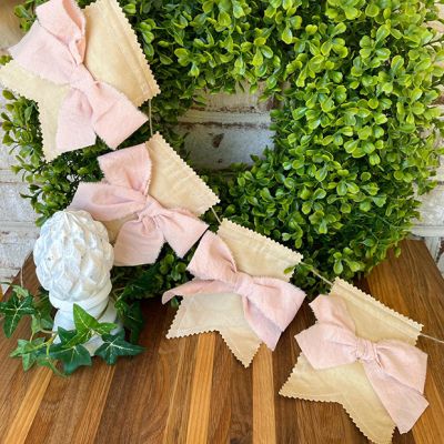 Tattered Pink Bow Flag Garland