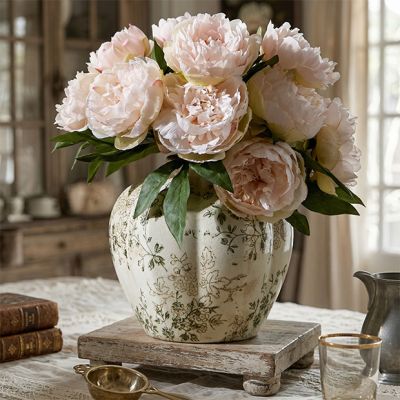 Taupe Florals Ceramic Pot Vase