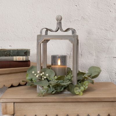 Tent Top Wood and Metal Lantern