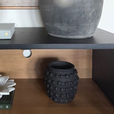 Textured Cement Black Vase