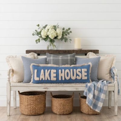 Textured Cotton Lake House Accent Pillow