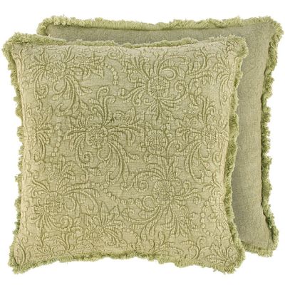 Textured Green Floral Pattern Throw Pillow