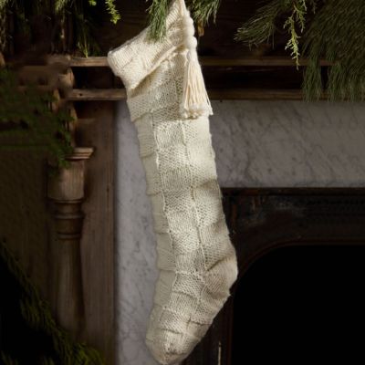 Textured Knit Cream Stocking