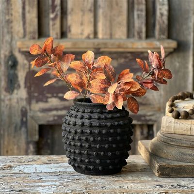 Textured Knot Black Ceramic Vase