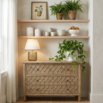 Textured Lattice Front 3 Drawer Chest