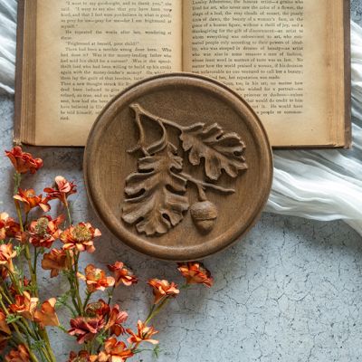 Textured Leaves With Acorn Wall Plaque