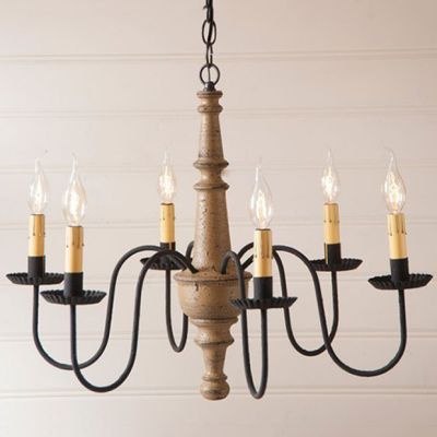 Textured Pearwood 6 Arm Chandelier
