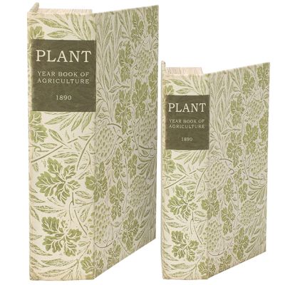 Textured Plant Book Storage Box Set of 2
