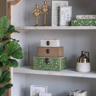 Textured Wooden Storage Box Set of 3