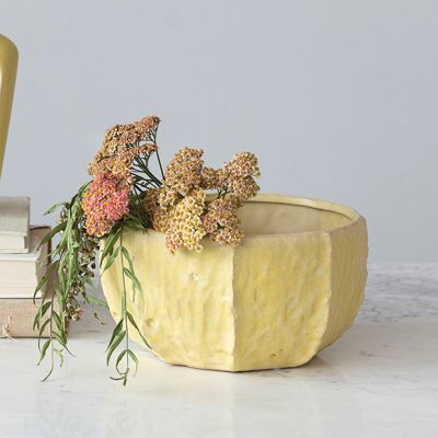 Textured Yellow Stoneware Planter