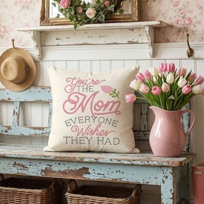 The Mom Everyone Wishes Floral Accent Pillow