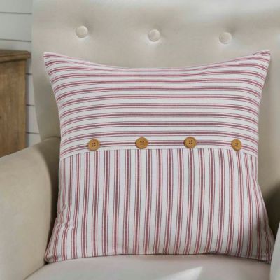 Ticking Red Stripe Accent Pillow