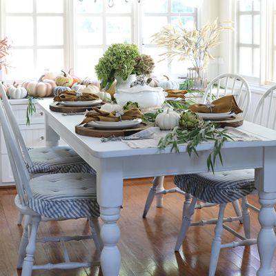 Ticking Stripe Ruffled Chair Cushion