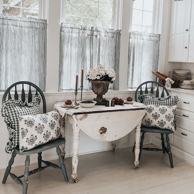 Ticking Stripe Tiered Curtain Panel Set of 2