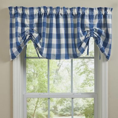 Tie Up Blue Check Window Valance