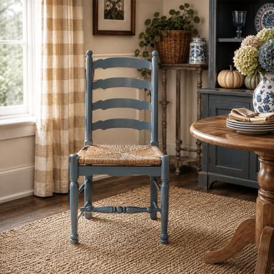 Timeless Farmhouse Blue Ladderback Side Chair