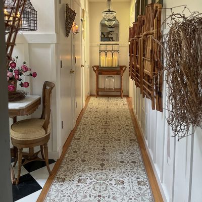 Timeless Floral Pattern Vinyl Mat Rug