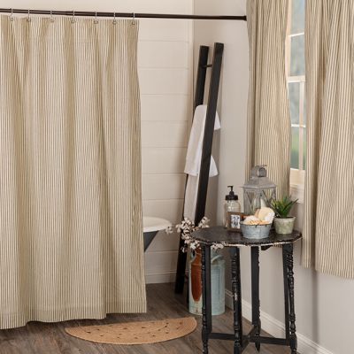 Rustic Farmhouse Ticking Stripe Shower Curtain