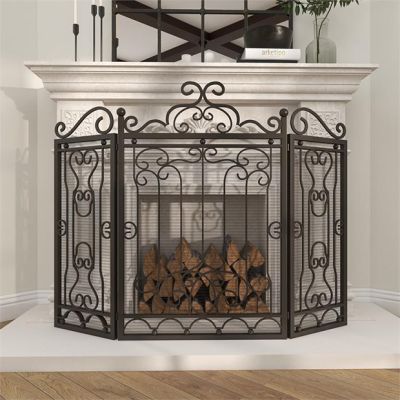 Traditional Scrolled Metal Fireplace Screen