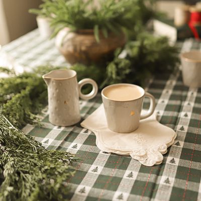 Tree Motif Debossed Stoneware Mug