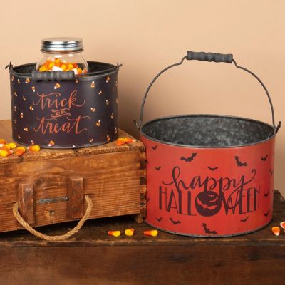 Trick or Treat Halloween Buckets Set of 2