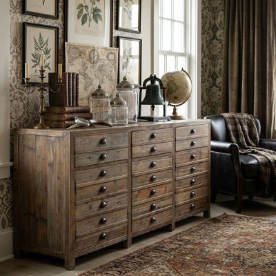 Triple Door Rustic Farmhouse Sideboard Cabinet