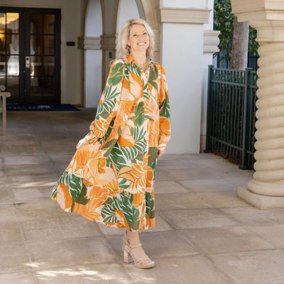 Tropical Print Flowy Maxi Dress