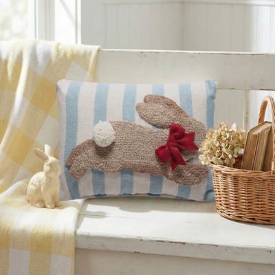 Tufted Bunny Striped Hook Pillow