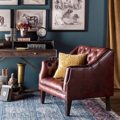 Tufted Cordovan Leather Club Chair