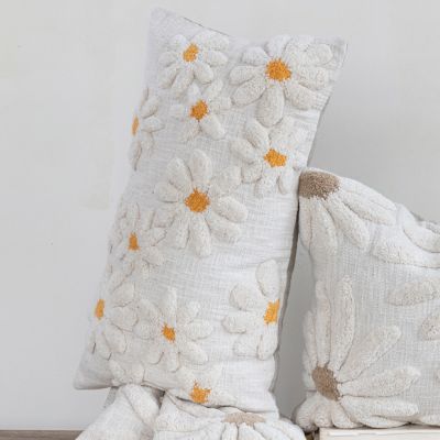 Tufted Garden Flowers Lumbar Pillow