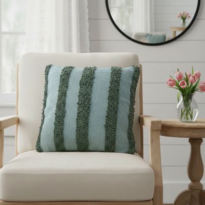 Tufted Green Striped Throw Pillow Set of 2