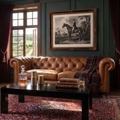 Tufted Leather Club Sofa