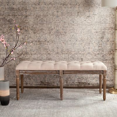 Tufted Traditional Wood Bench