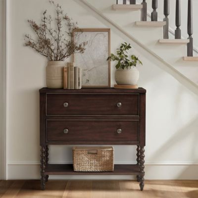 Turned Leg 2 Drawer Accent Chest