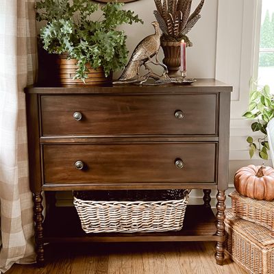 Turned Leg 2 Drawer Accent Chest