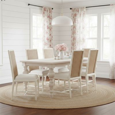 Turned Leg Rustic White Dining Table