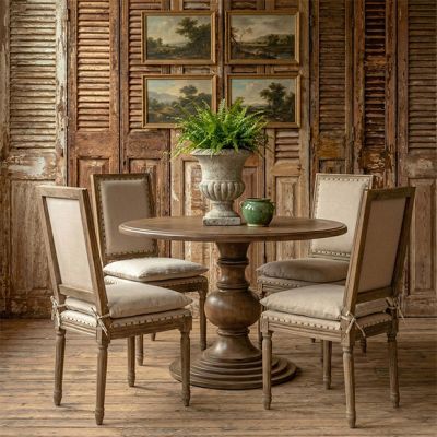 Turned Pedestal Round Dining Table